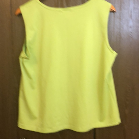 SCRIPT TANK TOP - SIZE L PETITE - LIME GREEN 10% SPANDEX STRETCHY COOL - #187 - Picture 2 of 9